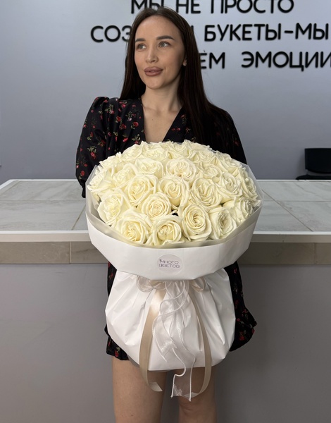 Розы Эквадор белоснежные №60